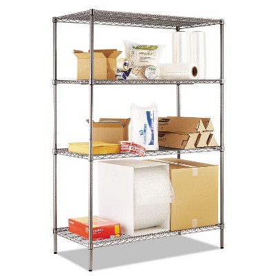 Photo 1 of Alera Wire Shelving Starter Kit Four-Shelf 48w x 24d x 72h Black Anthracite SW504824BA