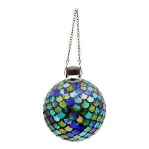 Very Cool Stuff Mosaic Glass Gazing Globe with Hanging Chain, Mermaid Scale Tile, 10in - 1 of 2