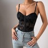 Women's Low-Cut Corset Top Strappy Bustier with Mesh Panels & Boning Sexy Cropped Bralette for Clubbing Lingerie - 2 of 4