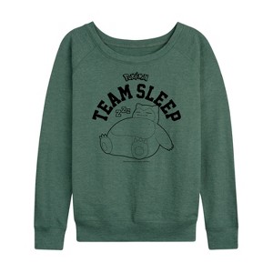 Women's - Pokémon - Snorlax Team Sleep Lightweight French Terry Wide Neck Long Sleeve Shirt - 1 of 4