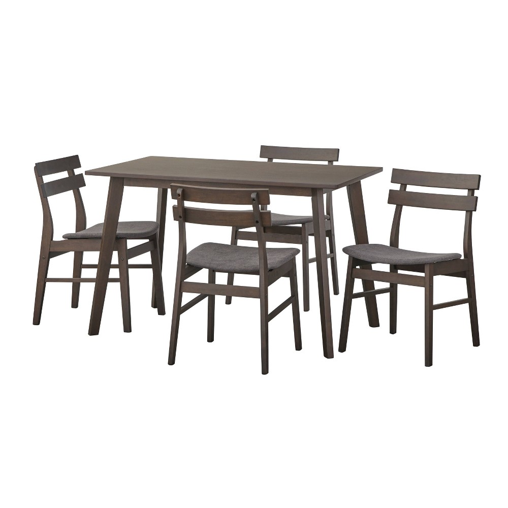 Photos - Dining Table 5pc Delphine Rectangular Dining Set Walnut/Gray - Buylateral