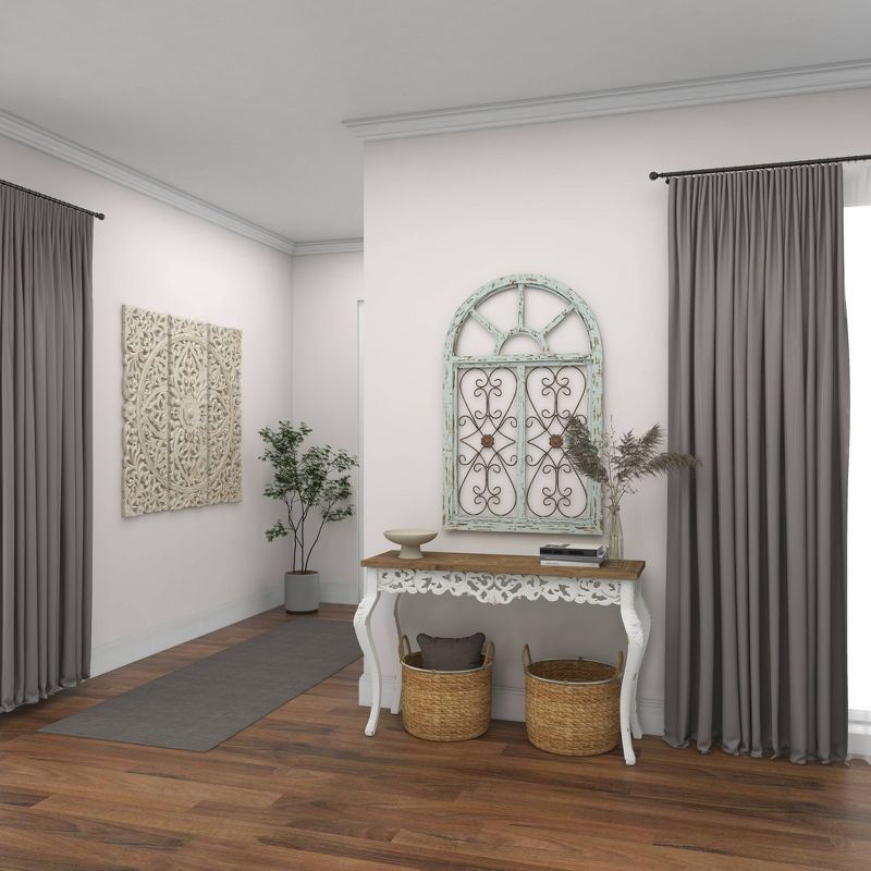 Wood Scroll Arched Window Inspired Wall Decor with Metal Scrollwork Relief White - Olivia &#38; May, 6 of 20