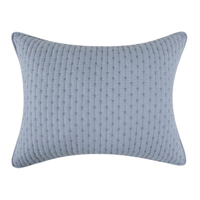 Chambray Blue Cotton Twin Reversible Quilt Set