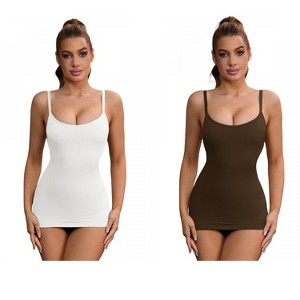 INSPIRE CHIC 2 Pcs Women's Adjustable Straps Tummy Control Long Slim-Fit No Trace Shapewear Camisole - 1 of 4