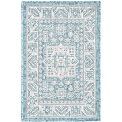 Aqua Medallion 9' x 12' Reversible Outdoor Rug