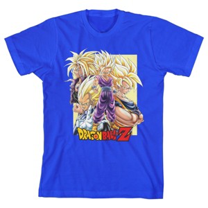 Saiyans Dragon Ball Z Anime Characters Royal Blue Youth Boys Graphic Tee - 1 of 2
