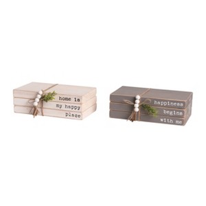 Transpac Wood Springtime Book Stack Set of 2 Spring Home Decorations - 1 of 1