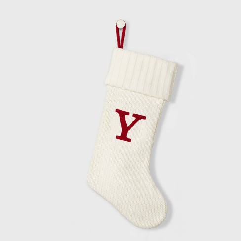 Target Mini Christmas Stocking Letter Y Monogram Striped Knit Red/White  Xmas 8”