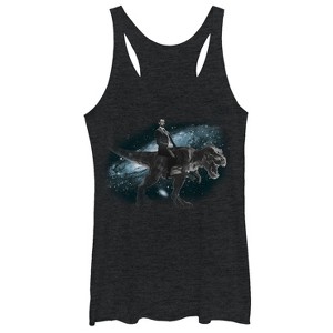 Women's Lost Gods Abraham Lincoln Space T. Rex Racerback Tank Top - 1 of 3