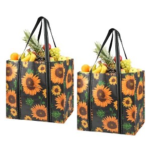 BeeGreen Large Reusable Grocery Bags Heavy Duty with Hard Bottom Folda - 1 of 4