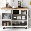 Rolling Kitchen Island Cart with Foldable Countertop, Slide-Out Shelf, Towel Rack, Drawer, Cabinets, Lockable Wheels, Mobile Storage Kitchen Cabinets - 3 of 4
