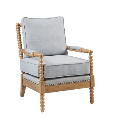 VYNXARIA Classic yet casual armchair with an open-back spindle design and turned-wood detailing on front legs£¬Light Blue