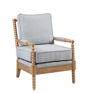 VYNXARIA Classic yet casual armchair with an open-back spindle design and turned-wood detailing on front legs£¬Light Blue - 1 of 4