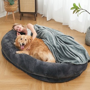 Human Dog Shared Bed - Large Plush Pet Bed with Washable Cover & Orthopedic Foam - 1 of 4