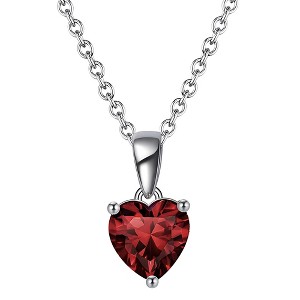 Birthstone Heart Necklace for Women Solitaire Cz Sterling Silver Ginger Lyne Collection - 1 of 4
