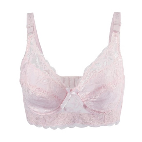  Womens Full Coverage Floral Lace Underwired Bra Plus Size  Non Padded Comfort Bra 38H Pink