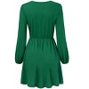Women's Sexy V-Neck A-Line Long Sleeve Cocktail Party Basic Short Dress - 3 of 4