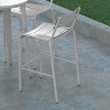 Emma and Oliver Armless Powder Coated Steel Stool with 2 Slat Back for Indoor-Outdoor Use - 4 of 4