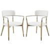 HOMLUX Set of 2 Upholstered Accent Dining Chairs Arm Rest Curved Backrest - 2 of 4