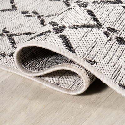 Black and White Geometric Flat Woven 5' x 7' Area Rug