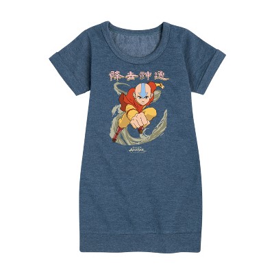 - Avatar: The Last Airbender - Aang Wind Graphic Short Sleeve Fleece Dress