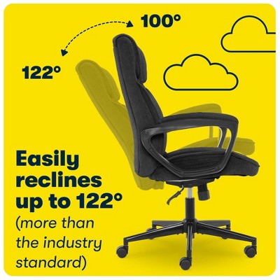 ErgoFlex Black Twill Executive Office Chair with Lumbar Support
