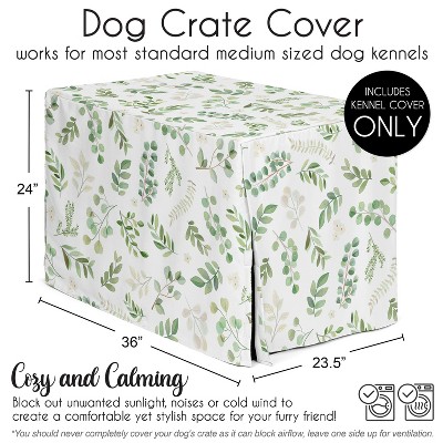 Sage Green and White Canvas Bohemian Dog Crate Cover