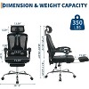 Ergonomic Mesh Office Chair, High-Back Computer Desk Chair with Footrest, Headrest & Lumbar Support, Rolling Task Chair for Home or Office - 2 of 4