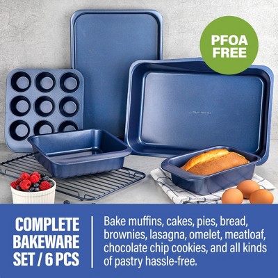 Granitestone Blue 6-Piece Nonstick Stackable Bakeware Set