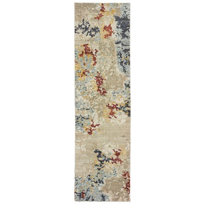Oriental Weavers Evolution 8043K Beige/ Blue Indoor Area Rug - 2'3" x 8'