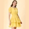 Allegra K Women's Swiss Dots Ruched Short Sleeve Elastic Waist Layer Ruffle Hem Dress - 2 of 4