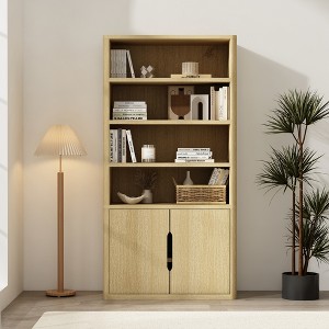 GDFStudio Sedlari 79" Modern Bookcase Cabinet with 4 Open Shelves and Hidden Storage - 1 of 4