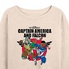 Women's - Marvel - Captain America Cap A Falcon Team Up Lightweight French Terry Wide Neck Long Sleeve Shirt - 2 of 4