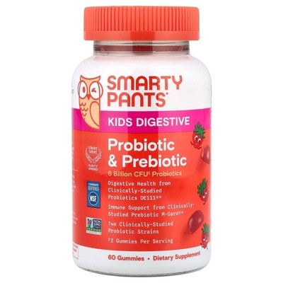 SmartyPants Kids Prebiotic and Probiotic, Immunity Formula, Strawberry Creme, 60 Gummies (2 Billion CFU per Gummy)