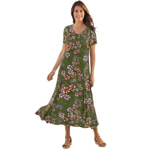 Woman Within Short-Sleeve Crinkle Dress - 1 of 4