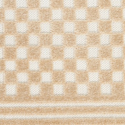 Taupe and White Synthetic Checkered Rectangular Area Rug
