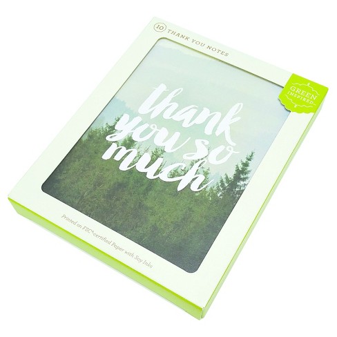 Green Inspired 10ct Foggy Forest Thank You Cards : Target