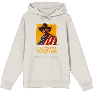 "Wanted" Cowboy With American Flag Adult Long Sleeve Hoodie - 1 of 2