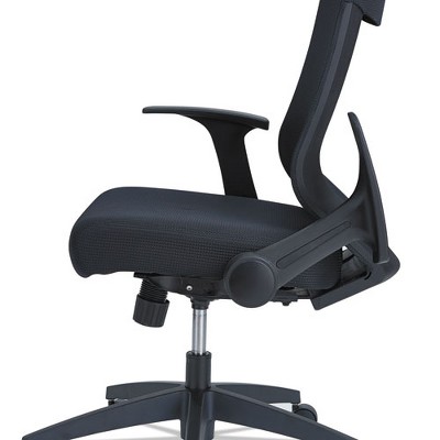 Black Adjustable Mid-Back Mesh Office Chair with Flip-Arm