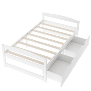 COWLOWN Twin Size Platform Bed with 2 Drawers, Storage Bed Frame with Wheels for Bedroom & Living Room - 1 of 4
