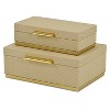 HomeRoots Set of Two Taupe And Gold Nesting Decorative Storage Boxes With Lids - 4 of 4