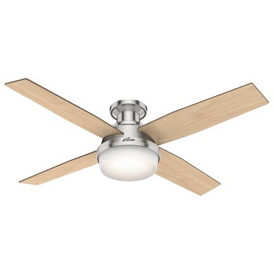 Dempsey 52" Brushed Nickel Low Profile Ceiling Fan with LED Light and Remote