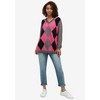 ellos Women's Plus Size V-Neck Argyle Sweater - 3 of 4