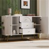 Modern metal foot storage cabinet, drawer dressing table, combining high-quality wood and metal, simple style, dining/living room/kitchen - 2 of 4