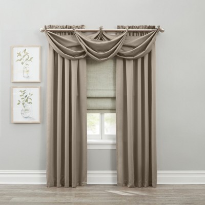 Pewter Room-Darkening Polyester Rod Pocket Curtain Panel