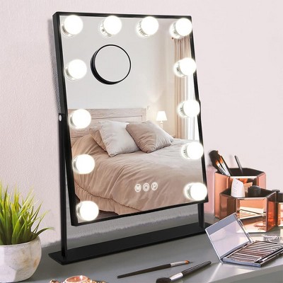 Vanity Mirror with Lights, 15 Dimmable Bulbs with 3 Color Lighting Modes, Smart Touch Control, Sturdy Metal Frame Design