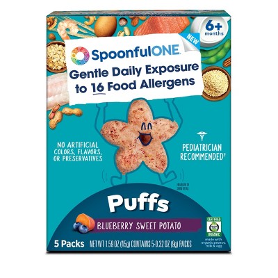 Image of SpoonfulONE Early Food Allergen Puffs Blueberry Sweet Potato Baby Snacks - 1.59oz/5ct
