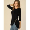 Allegra K Women's 3/4 Sleeve Round Neck Button Decor Casual Stretchy Tunic Tops - 2 of 4