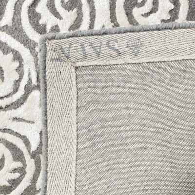 Elegant Dark Grey/Ivory Hand-Tufted Wool Area Rug 4' x 6'