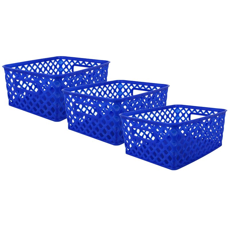 Romanoff Woven Basket, Small, Blue, Pack of 3, 1 of 2